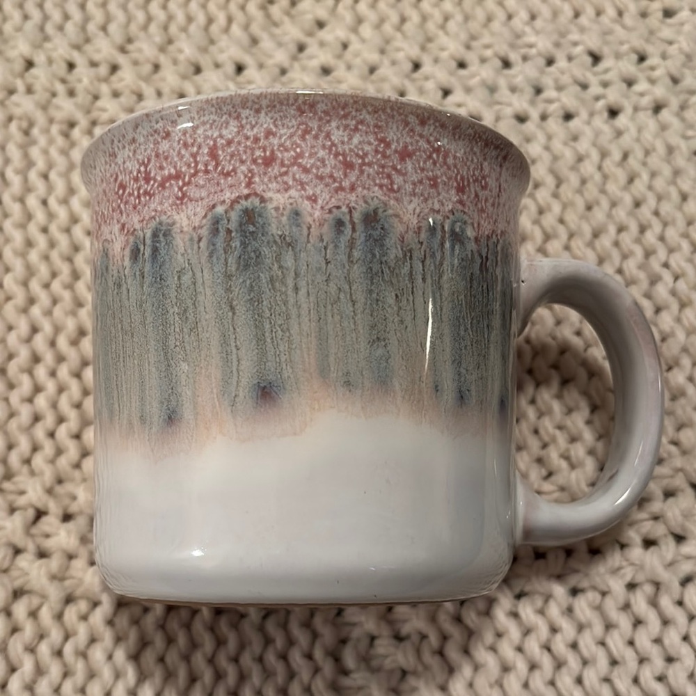 American Atelier Stoneware Ceramic Mug with Pink and Gray Glaze NWT 16 oz